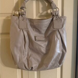 Robert Pierre Large Light Gray Genuine Leather Boho Bag, Made In Spain